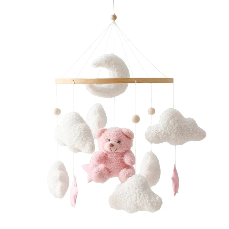 Baby Crib Mobile Rattle Toy For 0-12 Months Cartoon Felt Forest Animal Bed Bell Hanging Wooden Bracket Mobile Newbaby Rattle Toy